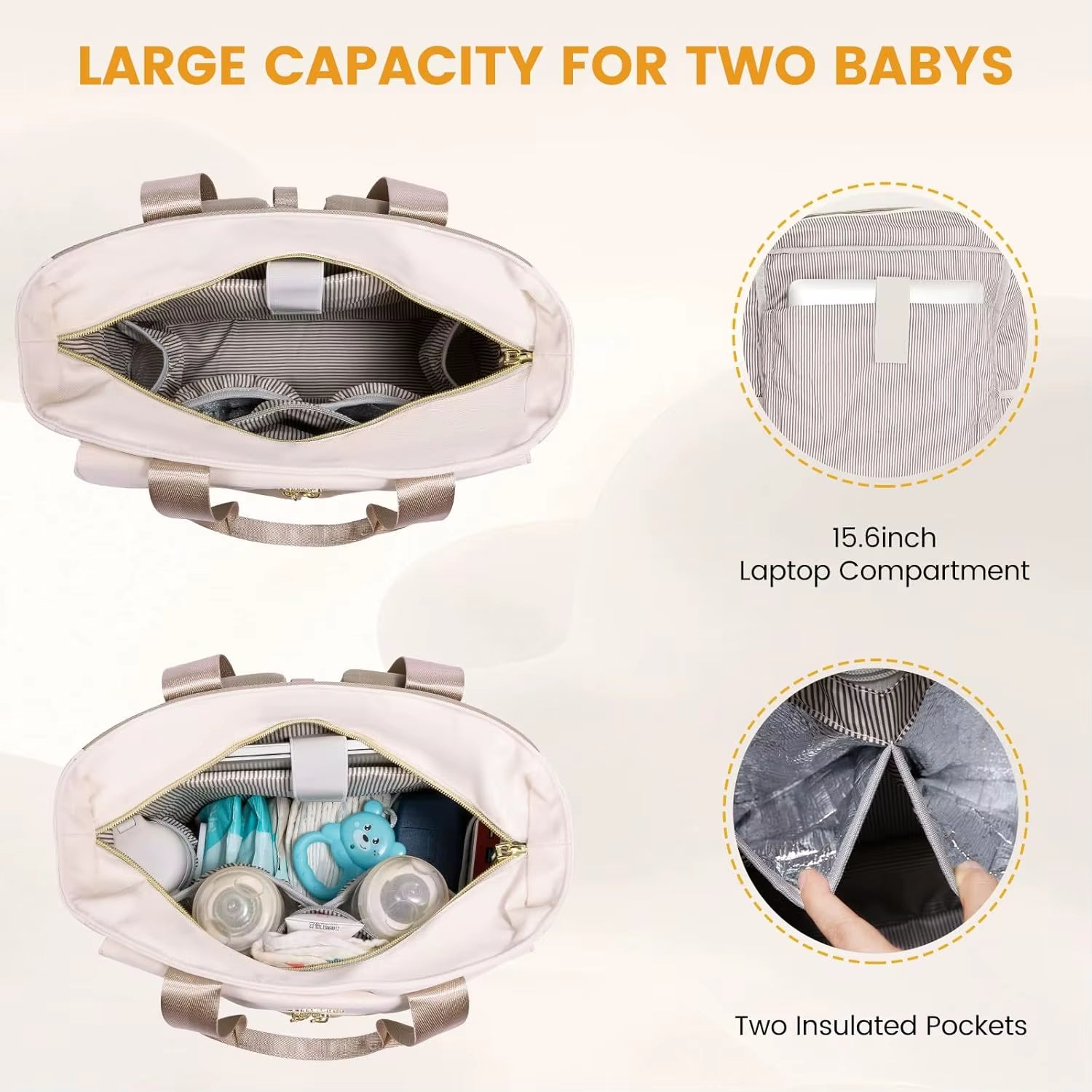 Multifunctional Diaper Backpack with Insulated Pockets, Changing Pad, and Anti-Theft Design for Women and Men