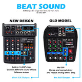 B 4 Channel 24 DSP DJ Audio Sound Mixer Interface Mixing Console Desktop Karaoke with MP3 Input USB Bluetooth Input Stereo