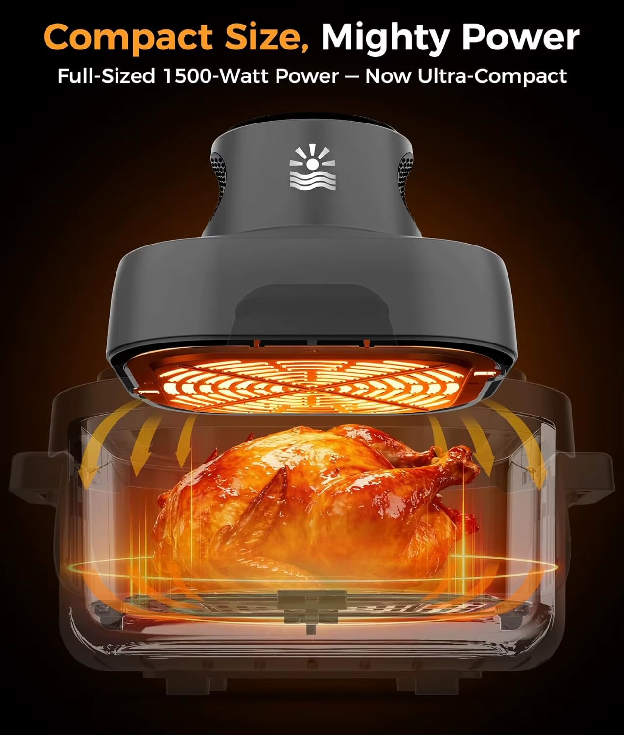4-In-1 Portable Glass Air Fryer - 1500W, 4.2QT & 1.6QT Dual Glass Containers