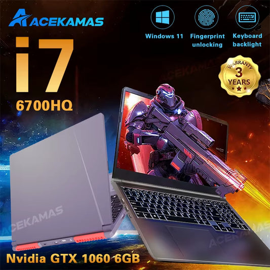 ACEKAMAS 16" Gaming Laptop Computer Core I7 6700HQ GTX 1060 Windows 11 Pro IPS 1920*1200 16GB DDR4 1TB SSD Notebook PC Laptops