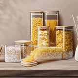 Multi-Size Glass Jars with Bamboo Lids - Airtight Storage Containers for Kitchen Essentials