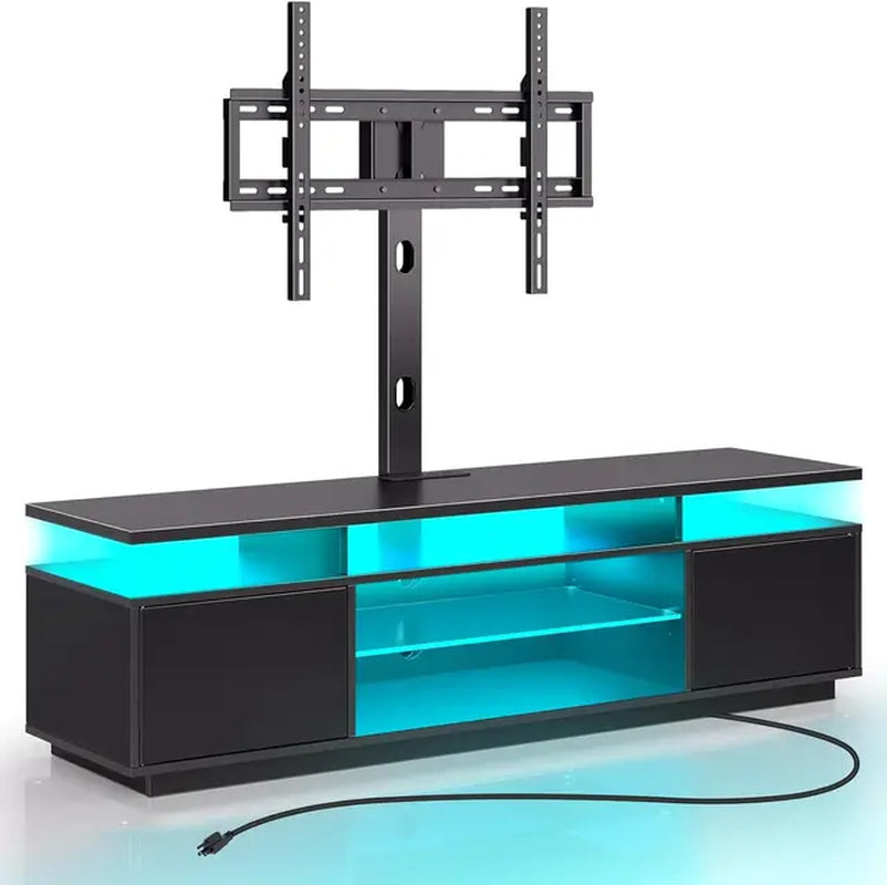 TV Stand with Mount and Power Outlet 59.1", Swivel Mount for 32/45/55/60/65/70 Inch Tvs, TV Stands
