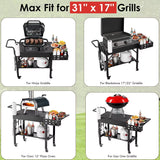 Portable Foldable Outdoor Grill Cart with Wheels, Fits 17-22 Inch Griddles, BBQ Prep Table Seasoning Tray