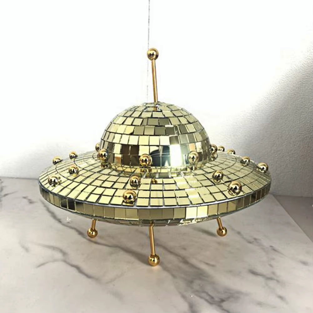 UFO Disco Mirror Ball Retro Reflective UFO Space World Shape DJ Light Modern Home Decor for Party Room Sculptures and Figurines
