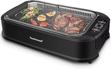 Techwood 1500W Smokeless Indoor Electric Grill with Non-Stick Plates and Tempered Glass Lid - Korean Grill with Temperature Cont