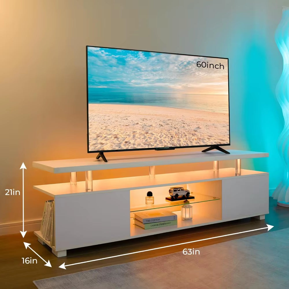 TV Entertainment Center LED Tvs Stand, Gaming Center for 65 70 75Inch TV, White TV Stand with Storage, Tvs Console for Gaming