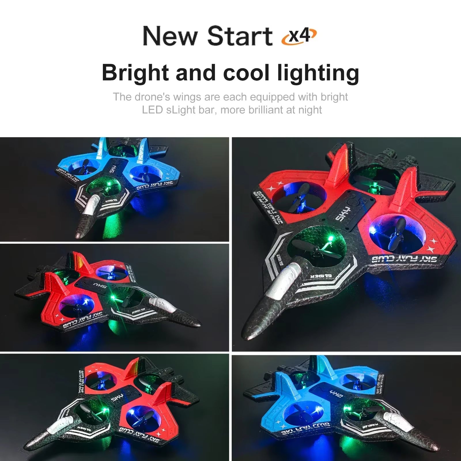 New YP3 Glider Flying Helicopter RC Hobby Jet Plane 2.4G Stunt Remote Control Foam Fighter Airplane Toy Drone with Light