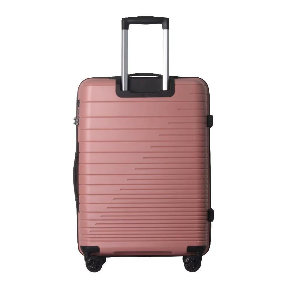 3Pc PP Hardshell Luggage Set TSA Lock Lightweight Durable Spinner Wheels Suitcases 20 24 28 Inch Pink Travel Set