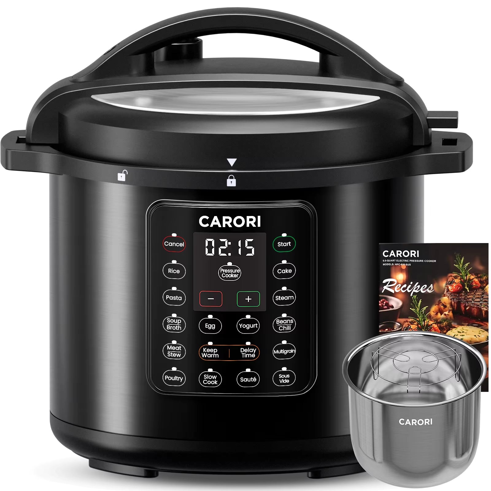 1200W 12-In-1 Electric Pressure Cooker 8Qt, Stainless Steel Pressure Cooker, Slow Cook Rice Cooker Steamer Sauté, Yogurt