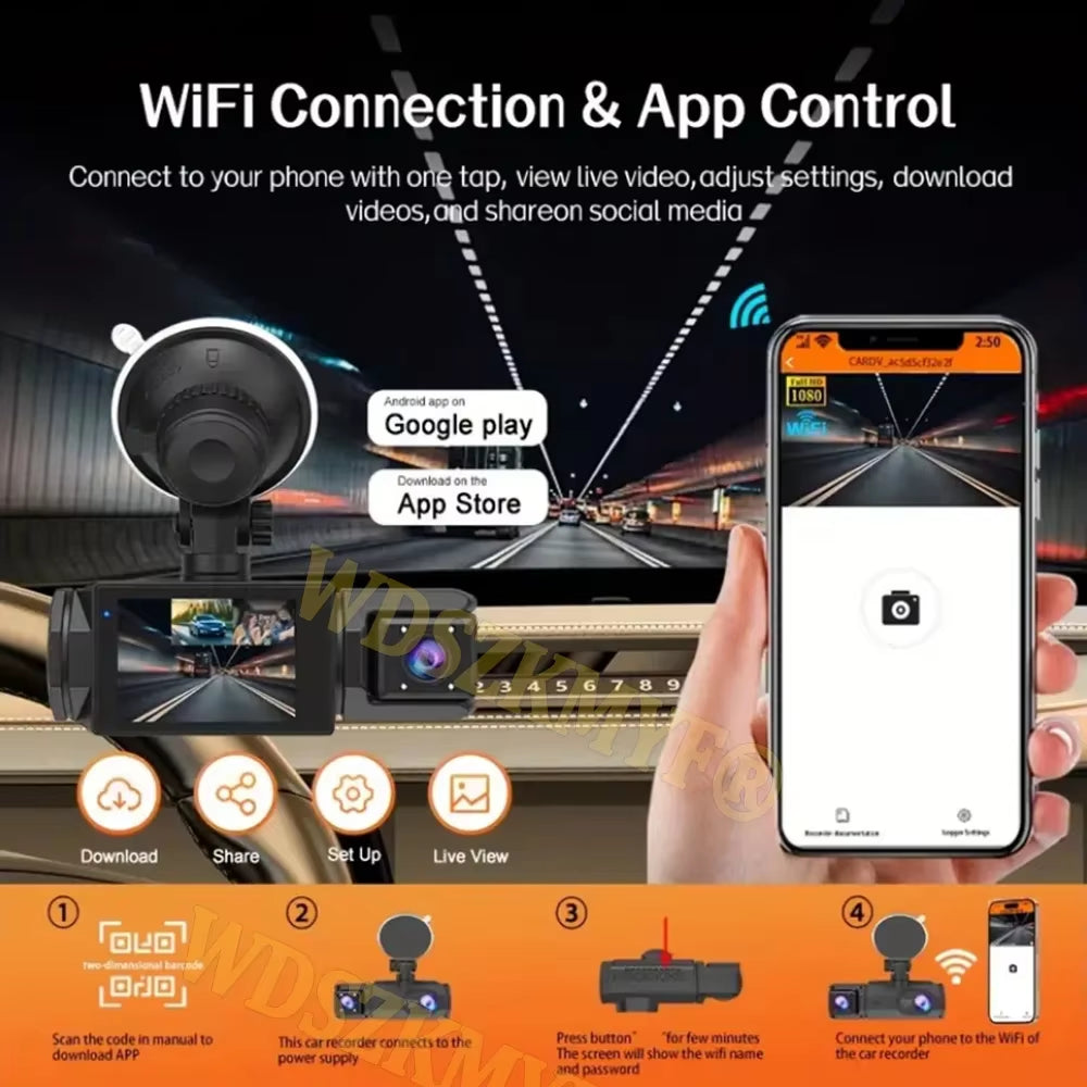 WIFI Dash Cam for Car 2/3 Channel 1080P Video Recorder Dashcam Auto Black Box Car DVR Rear View Camera Car Accessory