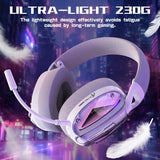 L60 Ultra-Light Gaming Headphone, 2.4G/Bt/Wired Tri-Mode, Wireless with Usb & Type C Receiver, Detachable Mic