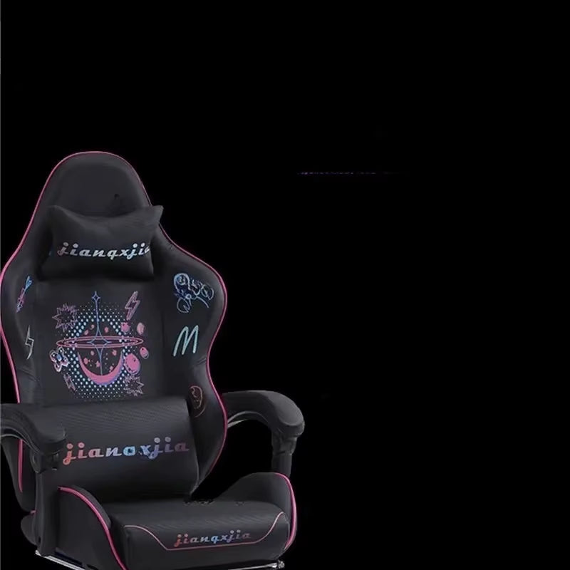 Graffiti Gaming Chair-Adjustable PC Chair Forlazy Mode Ergonomic Computer Seat for Dorm Reclining Game Chair with Lumbar Support
