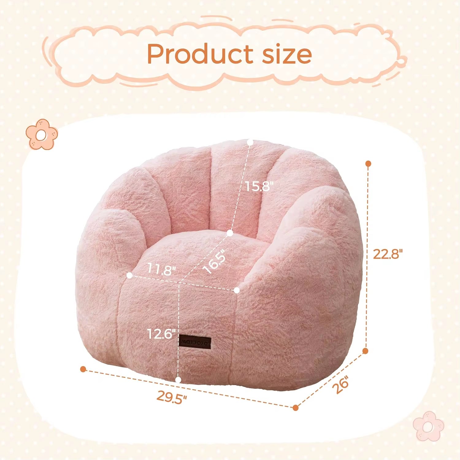Floral Shaped Plush Faux Fur Sofa with Petal Backrest, Cozy Stuffed Couch for Nursery and Bedroom in Pink