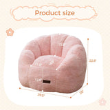 Floral Shaped Plush Faux Fur Sofa with Petal Backrest, Cozy Stuffed Couch for Nursery and Bedroom in Pink