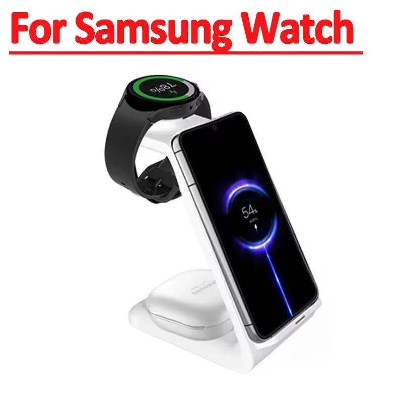 65W Fast Wireless Charger Stand for Iphone 16 15 14 Samsung S24 S23 Apple Watch 8/7 Samsung Galaxy 6/5 3 in 1 Charging Station