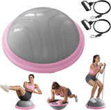 MERACH Balance Ball Trainer, 18 Inch Half Exercise Ball with Resistance Bands and Foot Pump, Half Yoga Ball