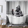 Funny Cat Shower Curtain Boys Kids Bathroom Decor, Cool Riding Dinosaur on Fantasy Galaxy Hilarious Curtain, Funky Outer Space