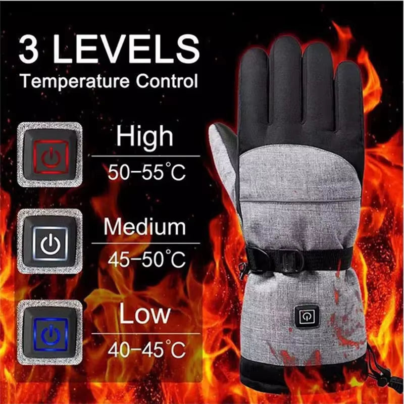 1Pair Heated Gloves Electric Thermal Warmer Gloves Cycling Motorcycle Bicycle Ski Outdoor Activities Equipment Cotton Waterproof