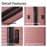 3Pc PP Hardshell Luggage Set TSA Lock Lightweight Durable Spinner Wheels Suitcases 20 24 28 Inch Pink Travel Set