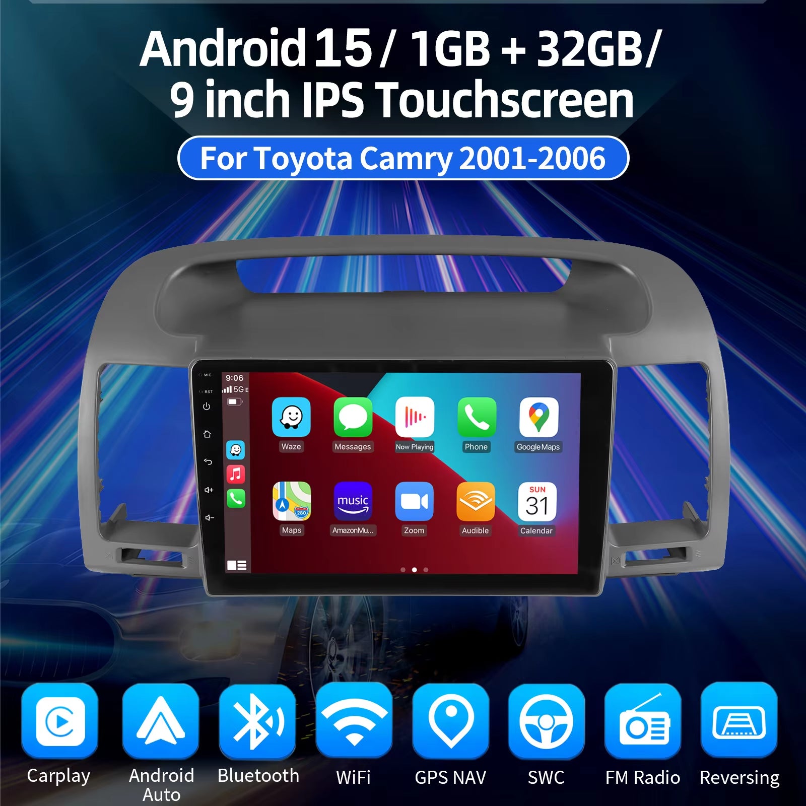 9" Android 15 Car Radio Stereo Player Wireless for Toyota Corolla E120 E130 2000 - 2007 Double 2Din GPS System Vehicle Autoradio