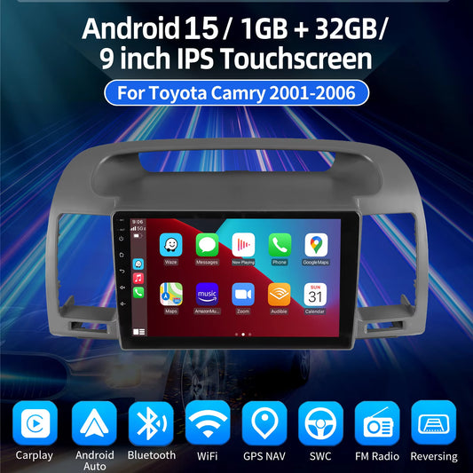 9" Android 15 Car Radio Stereo Player Wireless for Toyota Corolla E120 E130 2000 - 2007 Double 2Din GPS System Vehicle Autoradio