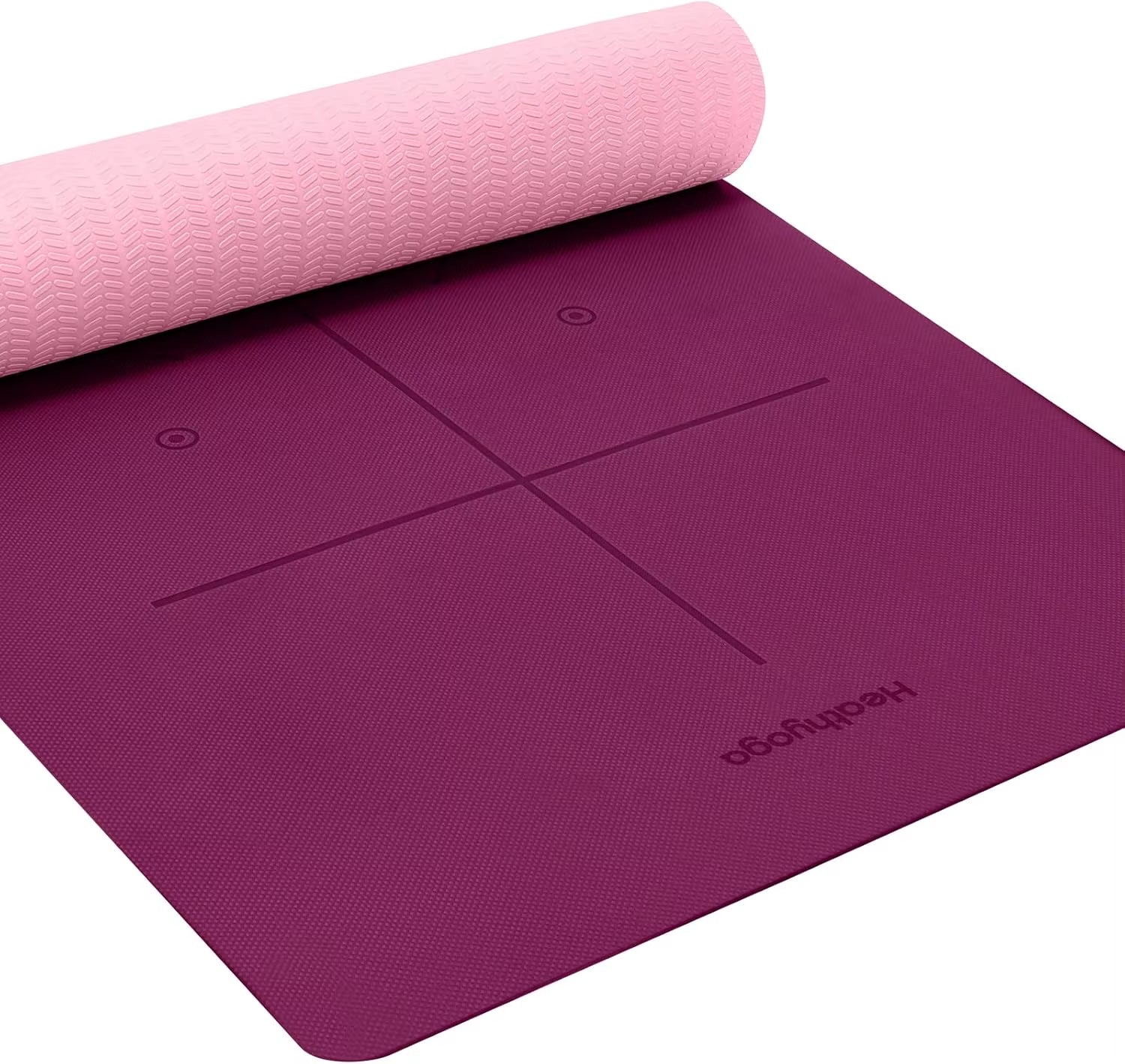 Eco-Friendly Non-Slip Yoga Mat with Body Alignment, TPE Material, 72X26 Inch, 1/4 Inch Thick