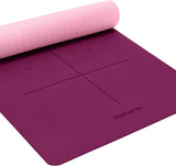 Eco-Friendly Non-Slip Yoga Mat with Body Alignment, TPE Material, 72X26 Inch, 1/4 Inch Thick