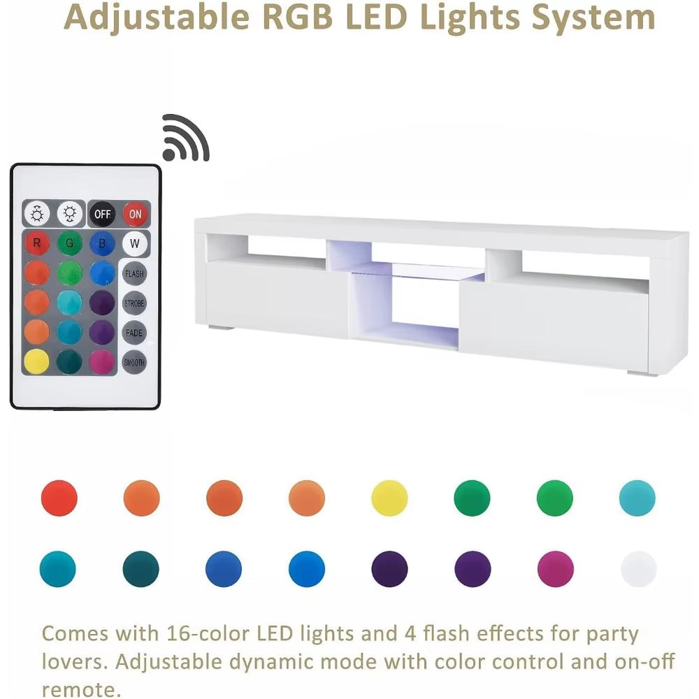 White Floating TV Stand, LED TV Stand for 70/75/80/85 Inch TV, Wall Mounted Entertainment Media Center TV Console