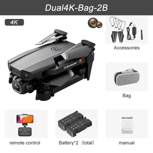 2024 New XT6 Mini Drone 4K 1080P HD Camera Wifi Fpv Air Pressure Altitude Hold Foldable Quadcopter RC Dron Kid Toy Boys Gifts