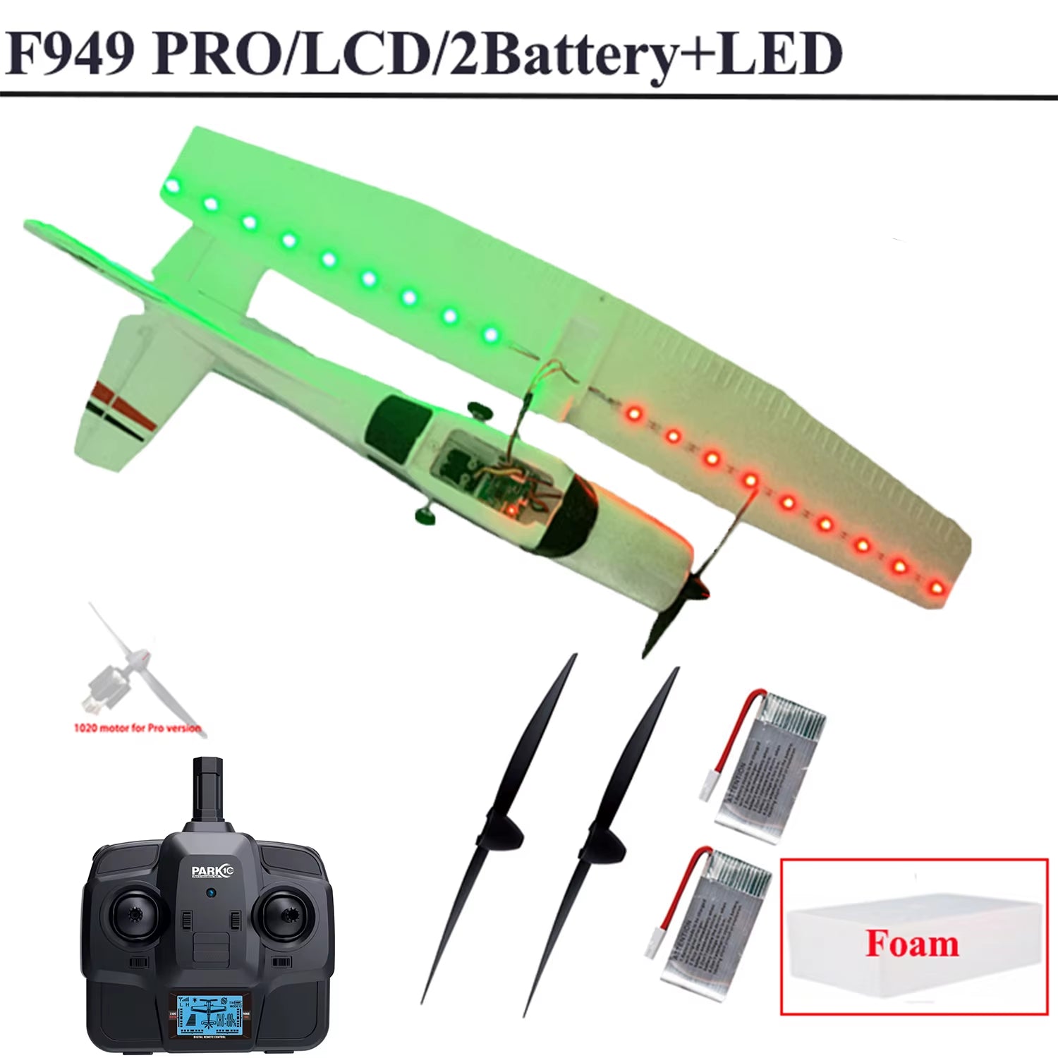 【C0】 2.4G F949 LCD Version RC Airplane Cessna 182 3D6G 3Ch Fixed Wing Plane Outdoor Drone RTF with Gyroscope and Night