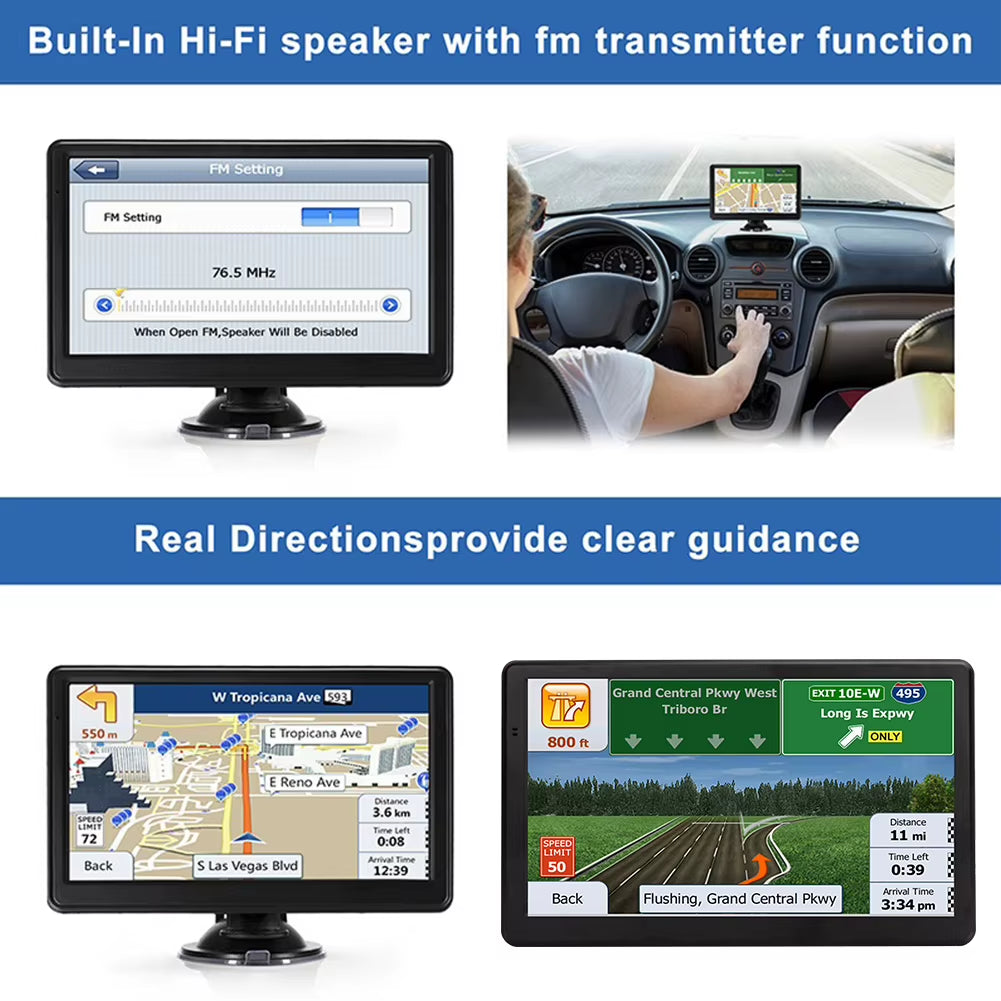 7 Inch HD Car GPS Navigator 256MB+8G Navigation System Touch Screen Portable Navigator USB TF Australia North America Europe Map