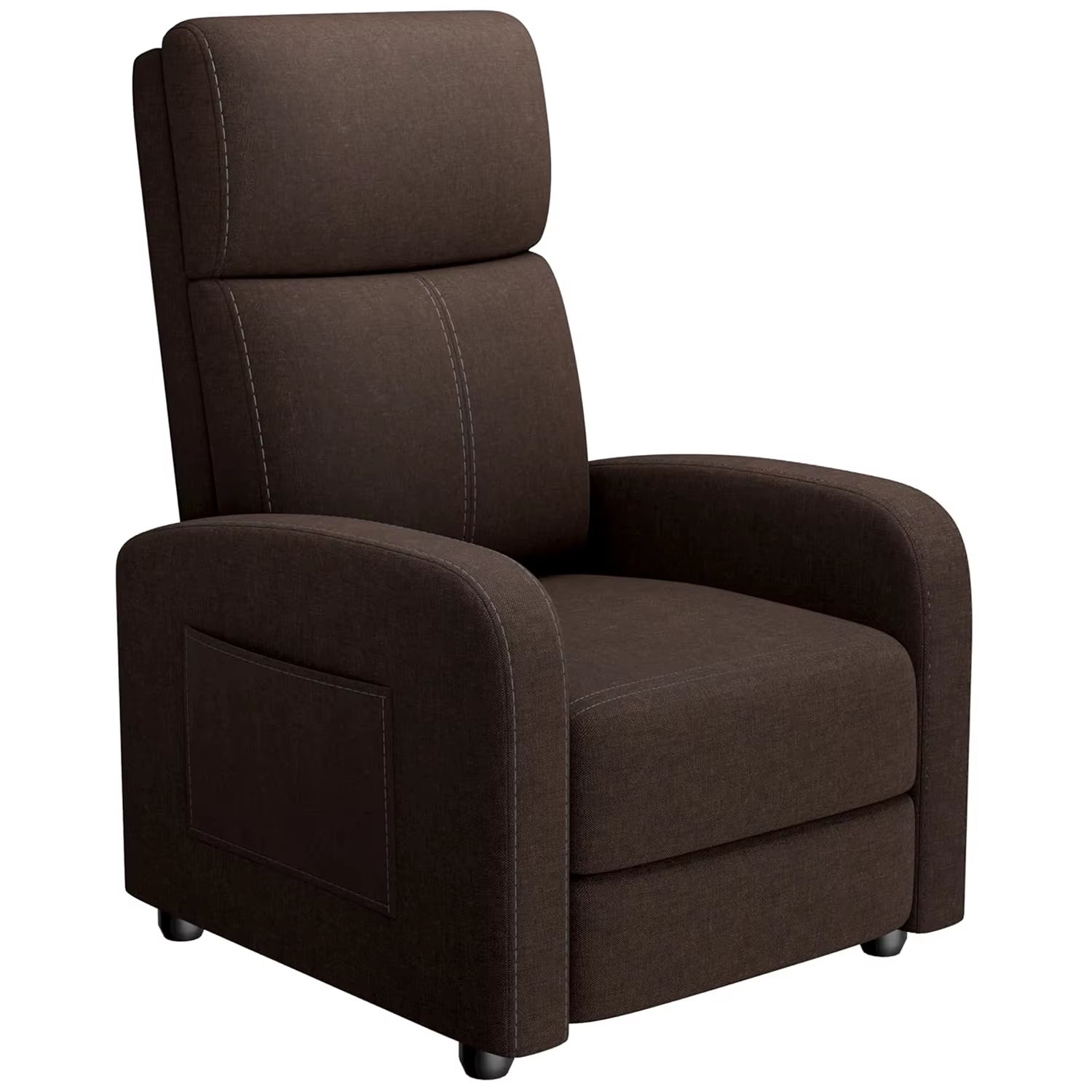 Push Back Recliner Chair for Adults, Lazy Adjustable Single Sofa with Side Pocket Ergonomic Home Theater Seating for Living Room