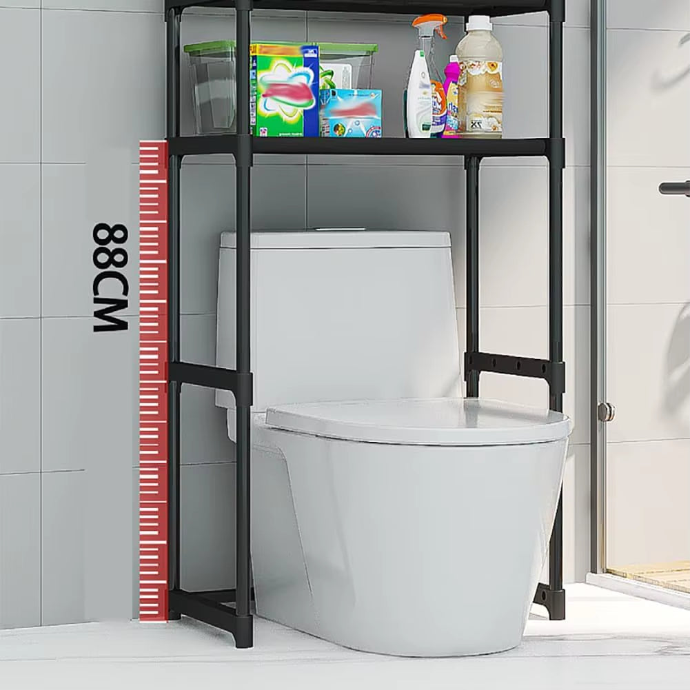 Over the Toilet Storage Cabinet, 3-Tier Metal Bathroom Organizer Shelf, Stable Freestanding above Toilet Shelf for Laundry