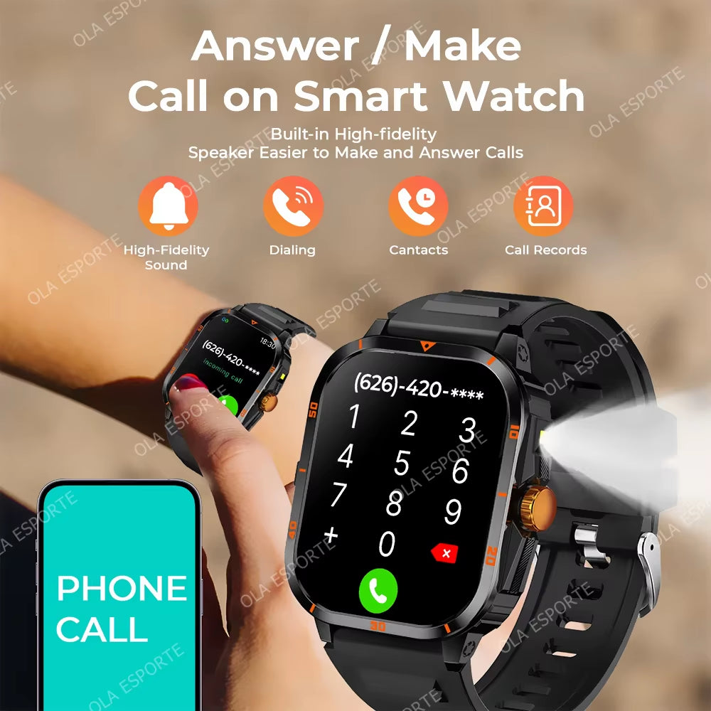 2025 NEW Military Smartwatch 2.01Inch HD Screen for Android/Ios Bluetooth Call Waterproof Outdoor Sports Fitness Smart Watch Men