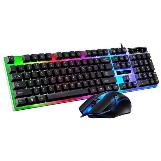 Glow Mechanical Feel Wired Keyboard and Mouse Set, Ergonomic Design, Suitable for Both Gaming and Office Use