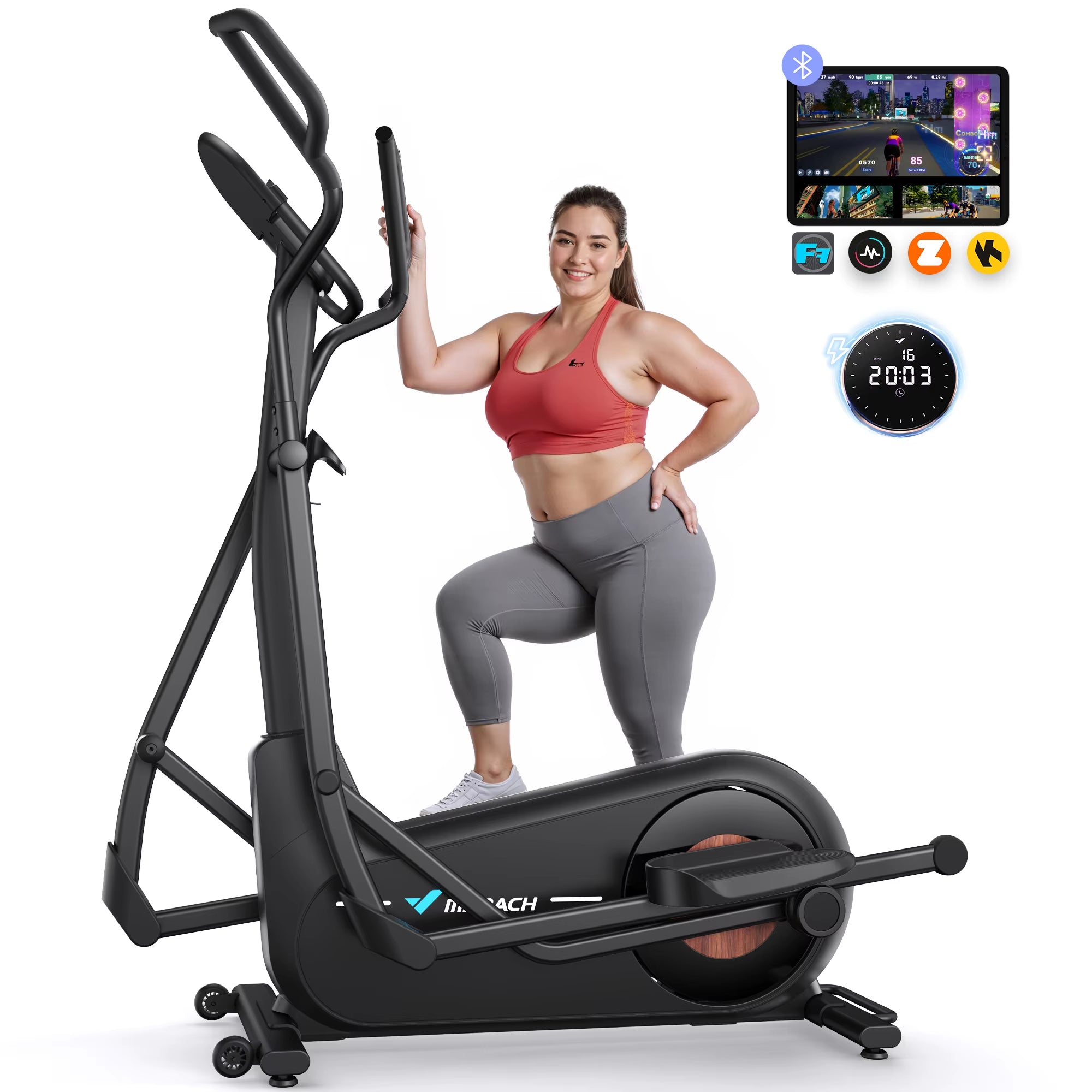 Elliptical Exercise Machine with 18.5IN Stride Hyper-Quiet Magnetic Drive System Elliptical Trainer 8 Resistance Levels