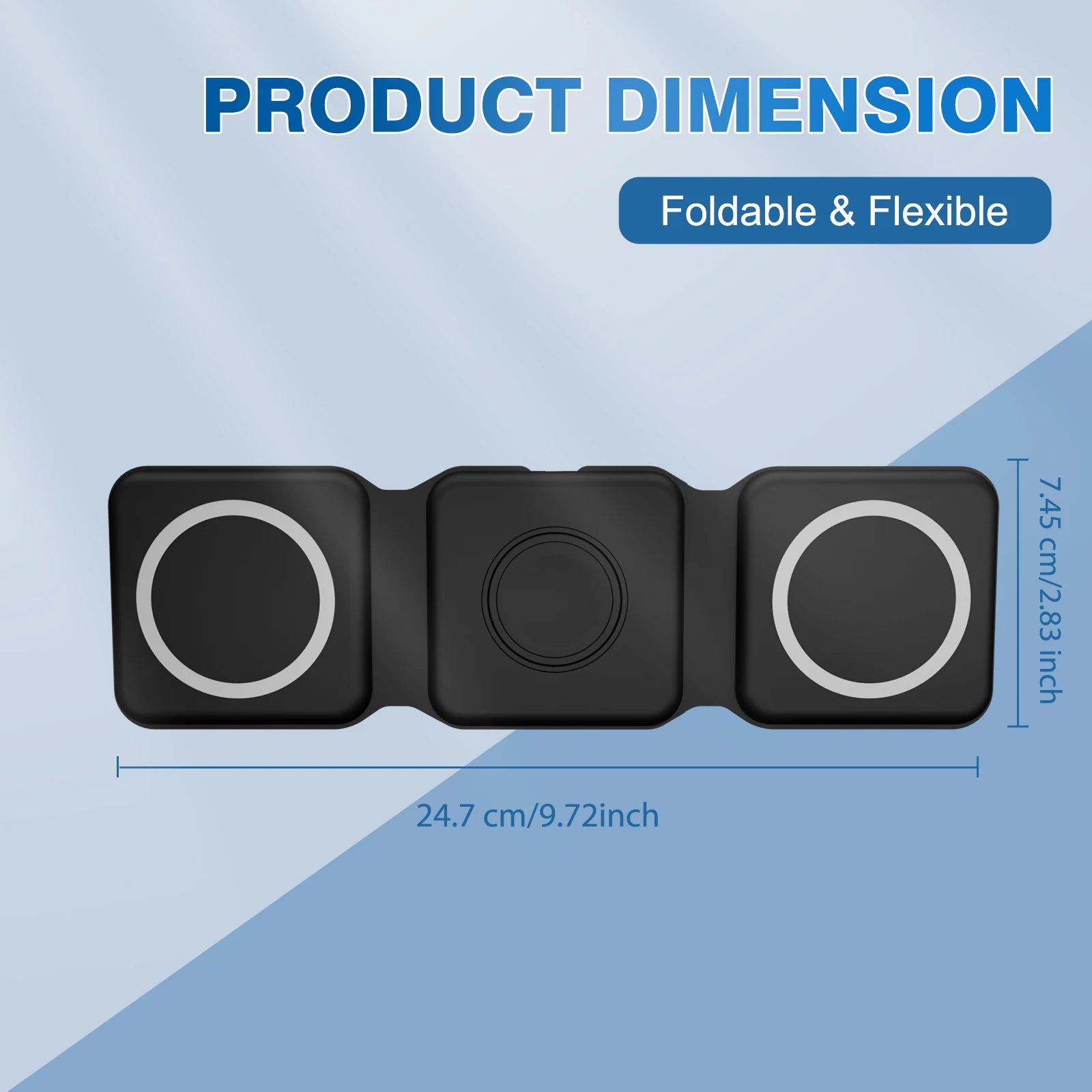 Magnetic Wireless Charger 3 in 1 Travel Charging Flexible Fast Charging Dock Station for Apple Devices for Iphone 16 15 14 13 12