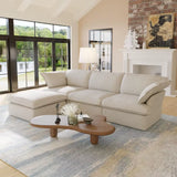 L-Shaped Plush Cloud-Like Sectional Sofa with Chaise and Removable Covers, Ideal for Living Rooms (Beige)