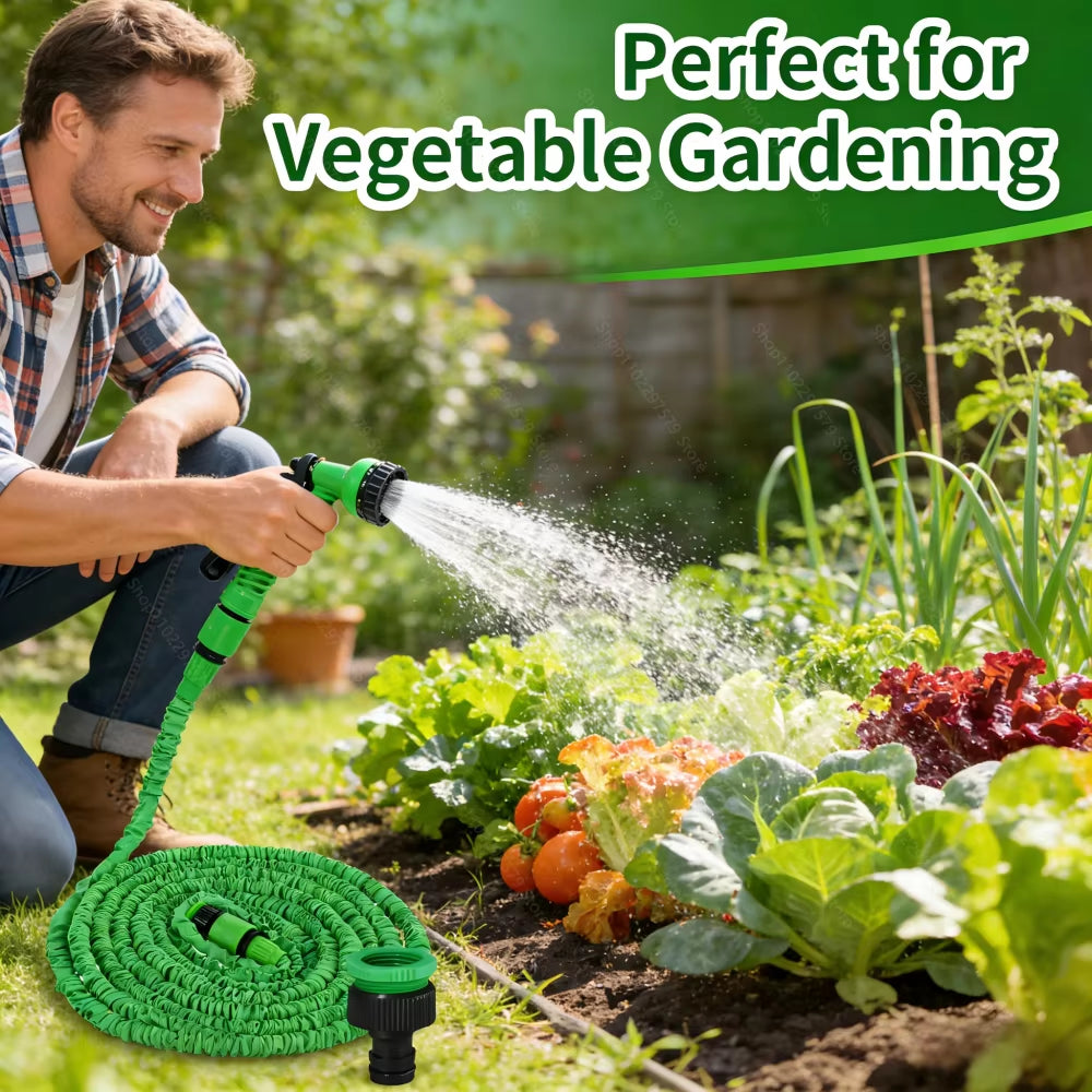 Retractable Magic Hose with High-Pressure Water Gun for Car Washing Garden Watering Multi-Function Cleaning Sprayer for Outdoor