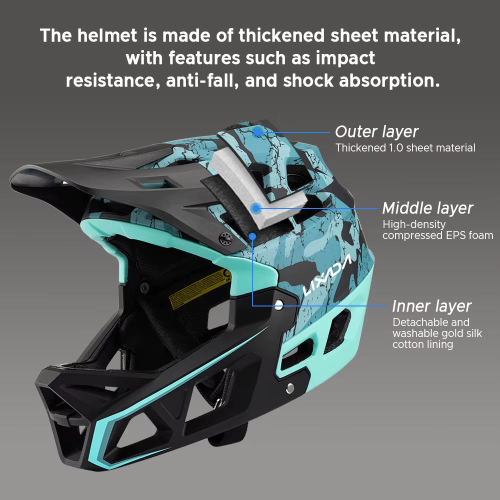 Full Face Mountain Bike Helmet Adult Racing Downhill MTB Helmet for Men/Women Adult Mountain Bike Helmet with Visor over 31 Vent