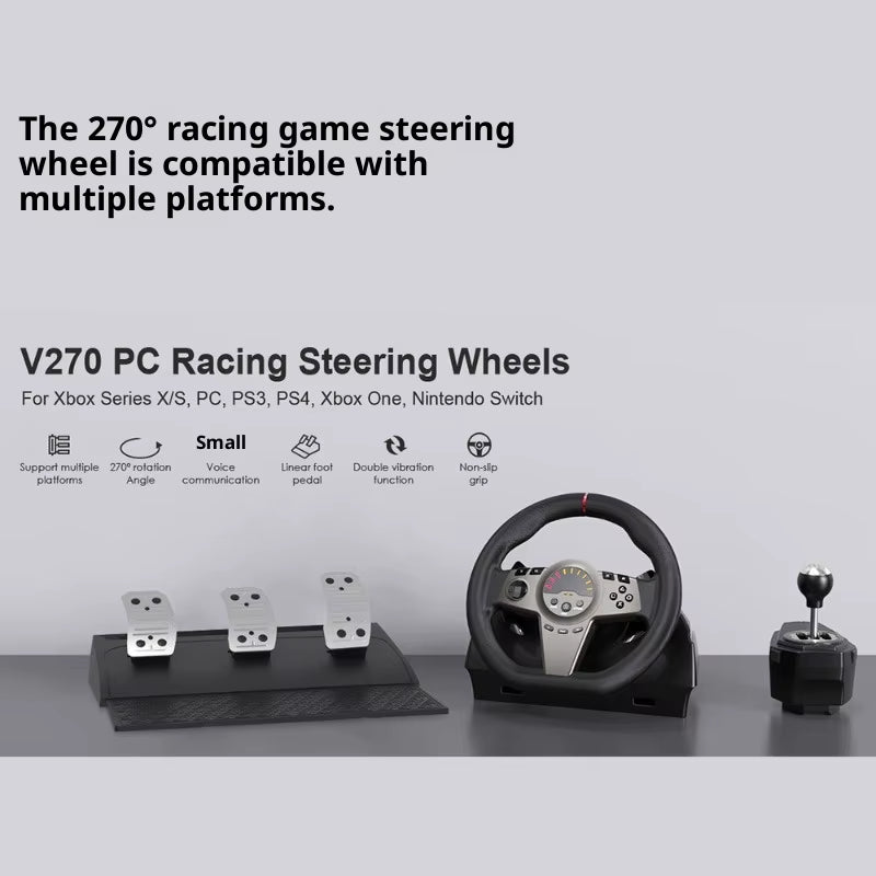 270 Degree Racing Wheel for PC PS4 Xbox One Switch with Hall Effect Linear Pedals Game Steering Wheel Simulator Controller