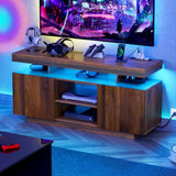 LED TV Stand for 55/50/43/40/32 Inch TV - Modern Entertainment Center with Power Outlets, Gaming Console Cabinet