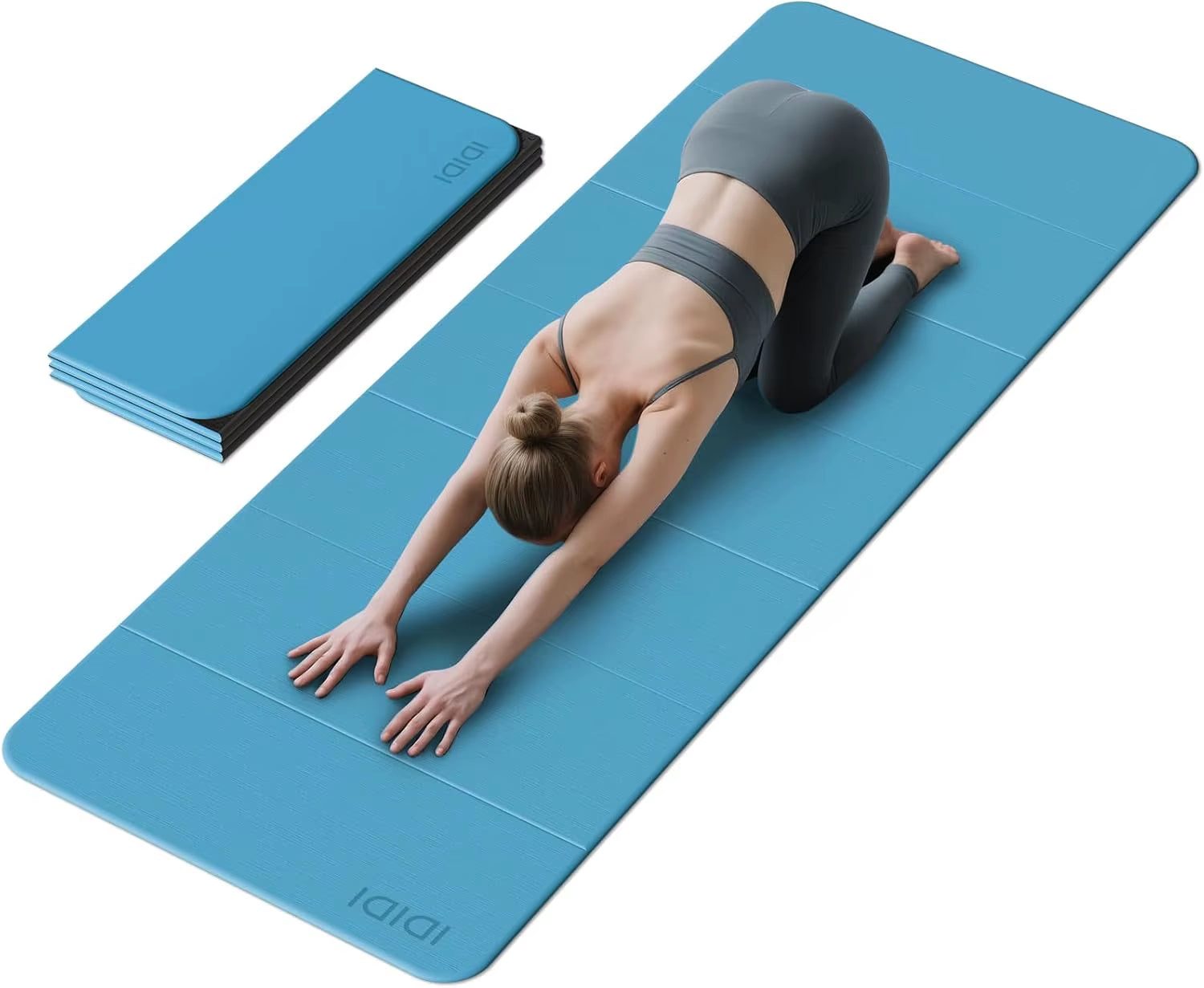 Foldable Yoga Mat Extra Thick & Large (74" X 31.5" X 0.32"), Double-Sided Non Slip & Lightweight Fitness Mat