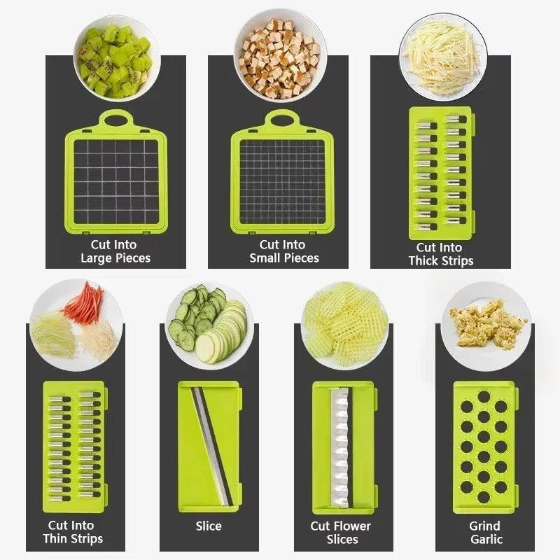 16-In-1 Slicer for Kitchen - Vegetable Chopper, Onion Potato Food Veggie Fruit Slicer and Cutter with Container, Kitchen Gadgets