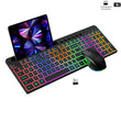 Wireless Keyboard and Mouse Combo with Backlit Full Size Ergonomic Keyboard with Phone Tablet Holder 2.4G Mouse for PC Laptop