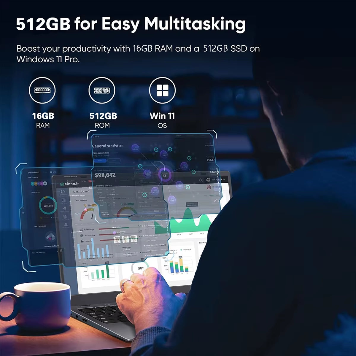 ACEKAMAS 15.6" Portable Laptop Computer  Core I7 6500U I3 6100U Windows 11 Pro 16GB DDR4 1TB SSD Notebook PC Gaming Laptops