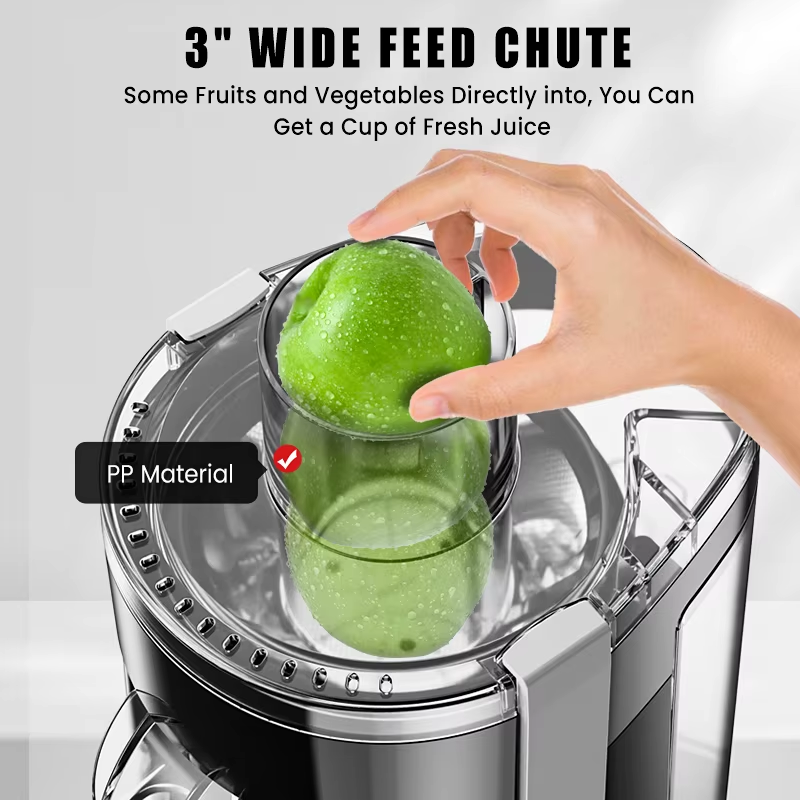 500W Compact Fruits Juicer Juice Extractor Machine Wide Mouth 3” Feed Chute for Fruit Vegetable Centrifugal Extractor