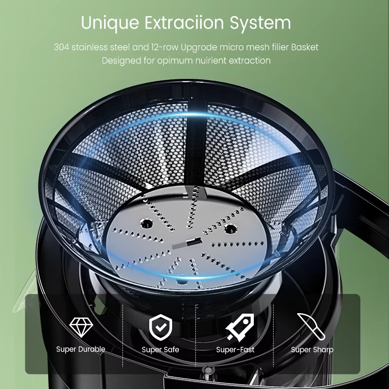 500W Compact Fruits Juicer Juice Extractor Machine Wide Mouth 3” Feed Chute for Fruit Vegetable Centrifugal Extractor