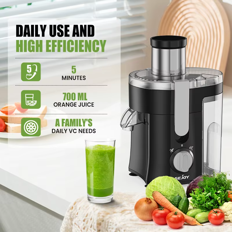 500W Compact Fruits Juicer Juice Extractor Machine Wide Mouth 3” Feed Chute for Fruit Vegetable Centrifugal Extractor