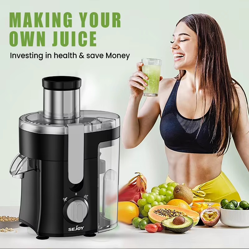 500W Compact Fruits Juicer Juice Extractor Machine Wide Mouth 3” Feed Chute for Fruit Vegetable Centrifugal Extractor